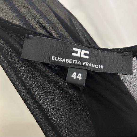 Italian Made Elisabetta Franchi Black Dress Luxury Collection Size 44 - Picture 7 of 10